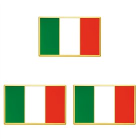 Lot de 3 Pins Drapeau Italien Doré en Métal Émaillé pour Vêtements | Broche Élégante Italie | Accessoire Patriotique | Pin's Sou