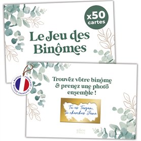 Jeu Binômes Mariage à Gratter - 50 Cartes Personnalisables - Animation Invités Photobooth - Design Eucalyptus Champêtre - Access