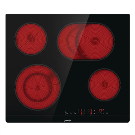 Gorenje ECT 643 BSC Plaque de cuisson électrique / 60 cm/double circuit/zone de rôtissage/TouchControl/Minuterie/Sans cadre/Sans