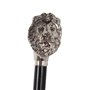 Chausse-pied design 70 cm avec poignée en forme de lion argenté - Tige en bois noir avec dragonne - L'accessoire élégant, noir/a