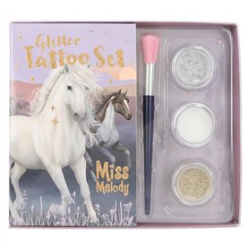 Depesche 12657 Miss Melody Night Horses - Kit de Tatouage Scintillant pour Enfants avec 41 Tatouages adhésifs, 1 Pinceau et 3 po Depesche 12657 Miss Melody Night Horses - Kit de Tatouage Scintillant pour Enfants avec 41 Tatouages adhésifs