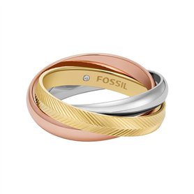 Fossil JF048079985 Harlow Bague pour femme en acier inoxydable tricolore