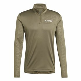 Sweat sans capuche homme Adidas Mt Half Zi Ls Marron