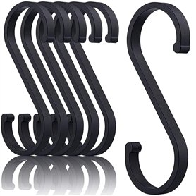 PEPAXON Lot de 20 crochets en métal en forme de S pour cuisine - En aluminium - Pour salle de bain - Noir