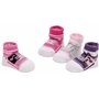 BRUBAKER - Chaussettes bébé - Lot de 4 Paires - Fille 0-12 Mois - Coffret cadeau Naissance/Baptême - Fun Sneaker/Baskets - Rose