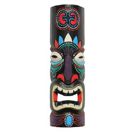 Wogeka - Masque mural TIKI Maori coloré de 50 cm - Style Nouvelle-Zélande en bois comme idée cadeau pour la décoration d'anniver