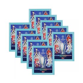Lot de 10 autocollants UEFA Champions League 2024/25 – Avec 10 sachets officiels de 6 autocollants