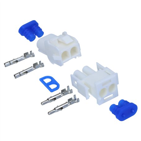 Kalitec KALI-1102 MATE-N-LOK Kit universel 2 broches avec contacts et joints IP 57 I Fiche électrique blanche I Polyamide 6.6 I