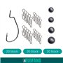 ELBFANG Kit Cheburaschka | 60 pièces avec boîte (12 g/14 g/18 g/21 g/) | Avec 20 crochets offset | Set de têtes plombées Texas R