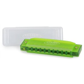 Classic Cantabile FBH-10 GN FunKids Harmonica en Do - Armonica enfants diatonique en plastique - Harmonica blues 10 trous pour d