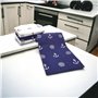 BUSDUGA 4349 Lot de 4 torchons de cuisine style marin 60 x 40 cm 100 % coton Motif ancres et vagues