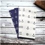 BUSDUGA 4349 Lot de 4 torchons de cuisine style marin 60 x 40 cm 100 % coton Motif ancres et vagues