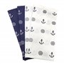 BUSDUGA 4349 Lot de 4 torchons de cuisine style marin 60 x 40 cm 100 % coton Motif ancres et vagues