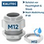 5 mm I Contre-écrou M12 en plastique gris clair I Passe-câbles étanche I