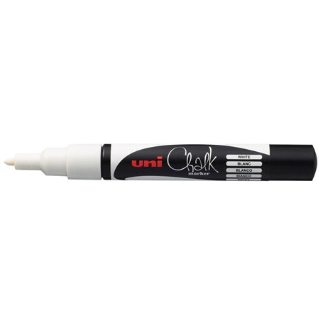 Marker UNI CHALK Craie liquide PWE3MS pointe fine blanche