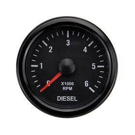 GLBMLMTHZP 23 '' 52mm 0-6000 RPM (sur Dash) Jauge de tachymètre électrique Blanc 12V for Moteur à Moteur Diesel Compte-Tours de