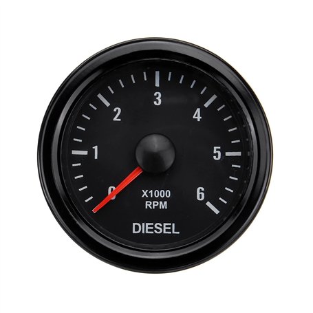 GLBMLMTHZP 23 '' 52mm 0-6000 RPM (sur Dash) Jauge de tachymètre électrique Blanc 12V for Moteur à Moteur Diesel Compte-Tours de