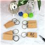 Pvczool 100 PièCes Bricolage Porte-CléS en Bois Blanc Coeur Rond Ellipse Sculpture Porte-CléS Bois Porte-CléS Anneau