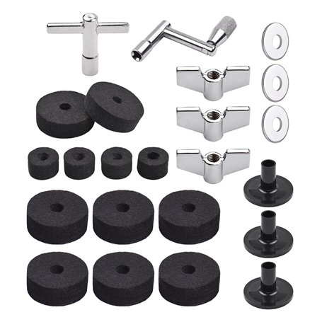 Jemcgrl 23 Pièces Accessoires de Batterie avec Feutres Support Cymbale Tampons Feutre de Cymbale de Tambour Comprennent des Rond