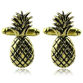 Qusedwey Fruits Ananas Manchettes Boutons Or Luxe Métal Manchettes Boutons Mode Chemise Manchettes Bouton