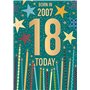 Words 'n' Wishes Carte d'anniversaire pour homme 18 ans avec confettis et bougies Born in 2007 avec détails en relief