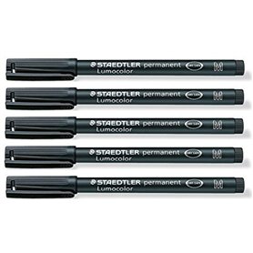 Staedtler Lumocolor Marqueur permanent Lot de 5 Noir Taille M imperméable résistant aux frottement rapide sec CD/DVD OHP