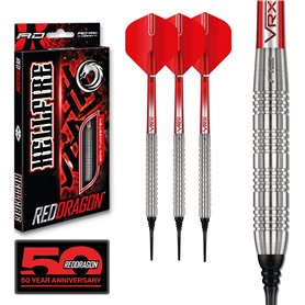 RED DRAGON Hell Fire 18g Baril / 20g Poids Total Pointe Souple 85% Jeu de fléchettes en tungstène avec ailettes et tiges de fléc