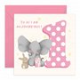 Central 23 Carte 1er Anniversaire Pour Bébé Fille – 1 An Aujourd'hui – Lapin Éléphant – Carte Anniversaire 1 An Pour Enfant Peti