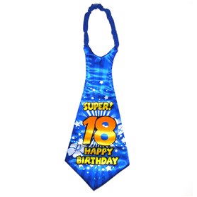 Happium Cravate d'anniversaire « Super Happy 18 » - Fournitures de fête d'anniversaire - Idées et décorations - Bleu - 18