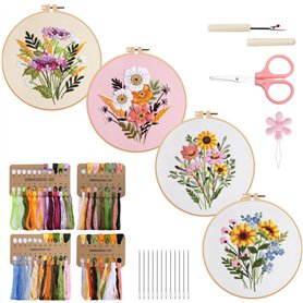 VynyQoo 4pcs Kit Broderie Debutant Motif Floral
