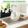 Mapille Set Distributeur de Savon de Cuisine, Distributeur de Liquide Vaisselle, Organisateur Evier Cuisine, avec Éponge, Brosse