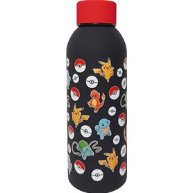 Pokemon Bouteille d'eau réutilisable en acier inoxydable pour enfants Motif imprimé 3D Capacité 500 ml