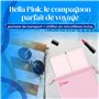 hajer Miroir Maquillage Rose Lumineux à LED Baby Pink + Pochette de Transport, Grossissant 1X/3X/5X, 3 Modes, Tactile et Recharg