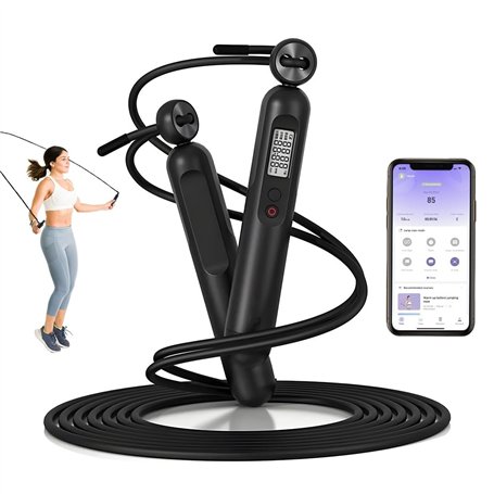 Corde à sauter intelligente avec compteur pour adulte – Corde sans fil réglable pour entraînement intérieur et extérieur avec an