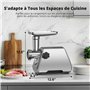 AIRMSEN Hachoir à Viande Électrique 3 en 1– Machine à Saucisses en Acier Inoxydable avec 3 Plaques, 2 Lames en Acier Inoxydable 
