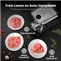 AIRMSEN Hachoir à Viande Électrique 3 en 1– Machine à Saucisses en Acier Inoxydable avec 3 Plaques, 2 Lames en Acier Inoxydable 