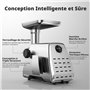 AIRMSEN Hachoir à Viande Électrique 3 en 1– Machine à Saucisses en Acier Inoxydable avec 3 Plaques, 2 Lames en Acier Inoxydable 