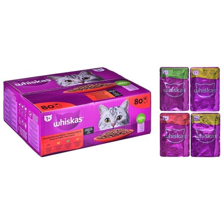 Whiskas Nourriture humide pour chat adulte 1+ - Choix classique en sauce - 80 x 85 g - Mega Pack - Nourriture humide de qualité