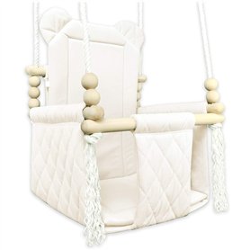 Balançoire pour bébé - Balançoire en bois - Armature en bois et coton - Jouet pour enfant - Maison de jardin - Siège bébé à part