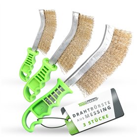 ToolSpace 3x Brosses Métalliques 200mm en Acier Inoxydable Manuelle Brosses pour le Nettoyage des Scories de Soudure Rouille Gri