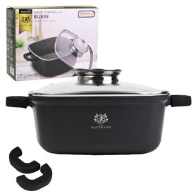 KARL HAUSMANN Faitout Induction - 4.4L – 24 cm - Cocotte Fonte d'Aluminium - Marmite Couvercle en Verre - Casserole Tous Feux do