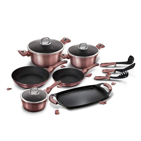 Berlinger Haus I-Rose Batterie de Cuisine à Induction 12 Pièces Antiadhésive Titane sans PFOA