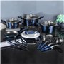 Batterie de cuisine 22 pcs avec poignée amovible, Metallic Line Aquamarine Edition