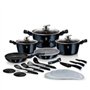 Batterie de cuisine 22 pcs avec poignée amovible, Metallic Line Aquamarine Edition