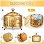 Qerwsdty Lot de 4 plateaux pour le Ramadan avec couvercle - Plateau doré de l'Aïd Mubarak - Assiettes Ramadan - Décorations du R