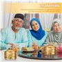 Qerwsdty Lot de 4 plateaux pour le Ramadan avec couvercle - Plateau doré de l'Aïd Mubarak - Assiettes Ramadan - Décorations du R