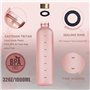 Cpolebev Bouteille d'eau 1L avec Marqueur de Temps 32 OZ Motivational RéUtilisable Fitness Sports ÉTanche Bouteille en Plastique