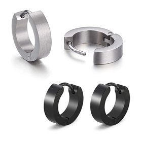 Boucles d'oreilles homme/femme LEEQ acier inoxydable noir argent mat 4mm / 12mm Boucle d'oreille classique 2stk