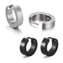 Boucles d'oreilles homme/femme LEEQ acier inoxydable noir argent mat 4mm / 12mm Boucle d'oreille classique 2stk