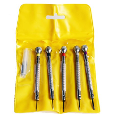 LLF Lot de 5 tournevis de précision pour réparation de montre bracelet avec 5 lames supplémentaires